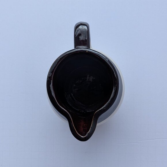 Vintage Roseville Pottery Pitcher Jug  6" Dark Brown and Cream RRP Co USA - Picture 4 of 16